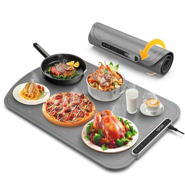 Food Warming Mat for Buffet, VEPOKA Food Warming Mats for Countertop, Silicone Heating Mat with 7 Temperature Levels& Auto Shut-Off, Food Warmers for Parties, Gatherings, Everyday Use