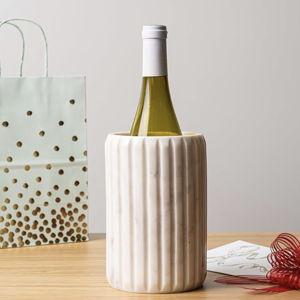 Cork & Mill Marble Wine Chiller, Champagne Bucket for Parties, Bottle Cooler for Dining Tables, Outdoor Patios and More - Handcrafted Natural Stone Bottle Holder - Keeps White Wine or Champagne Cold
