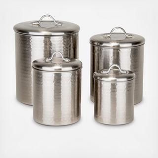 4-Piece Hammered Canister Set