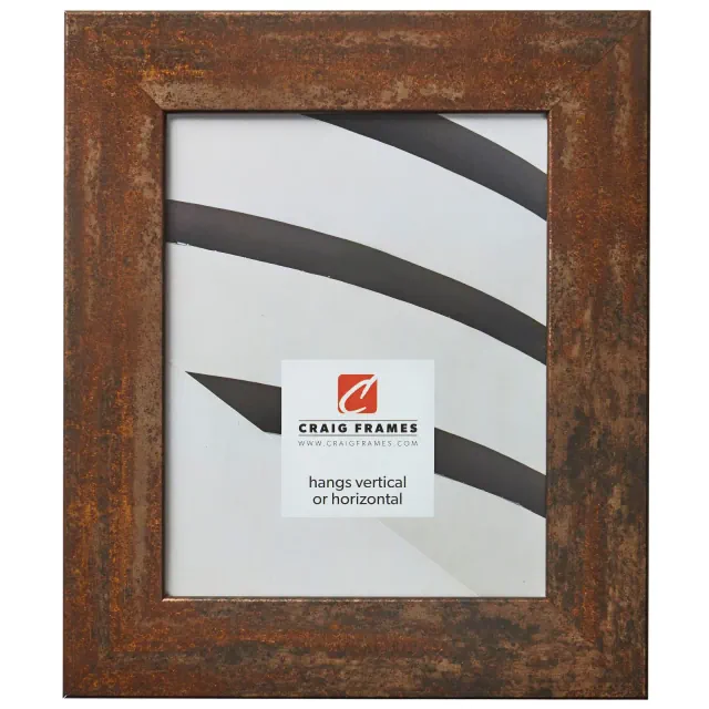 Craig Frames 18x24 Inch Picture Frame, Modern Rust, Bauhaus 200 Style, 2.0" MDF Moulding, Distressed Finish, Plexiglass Facing and Hanging Hardware