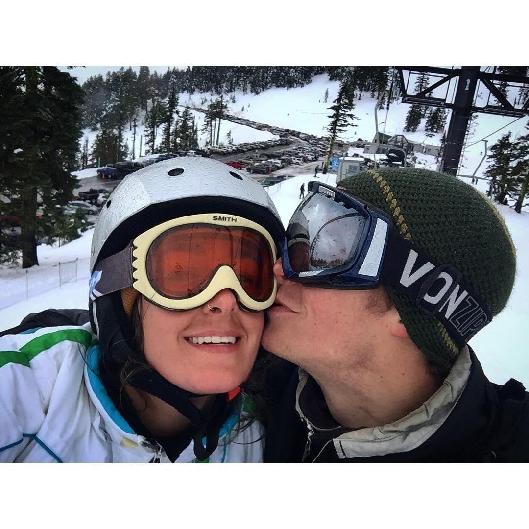 The winter Ian taught Alice to snowboard, Mt Ashland - 2016