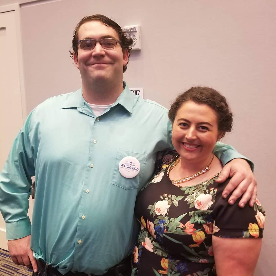 Alex and Andy at an Election Night watch party