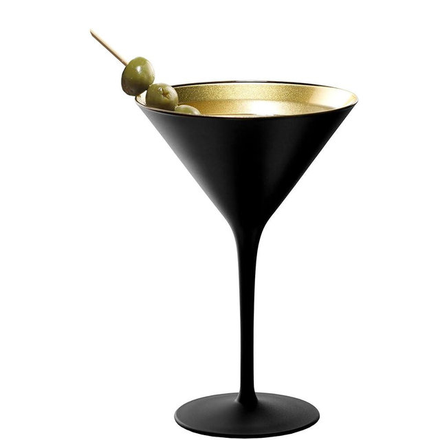 Stölzle Lausitz Olympia 8 Oz Martini Glasses (Set of 2) - Sleek Design with Shimmery Finish, Lead-Free Crystal, Dishwasher Safe, Gatsby-Themed Elegance for Cocktail Lovers (Black/Gold)