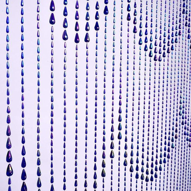 FlavorThings 3 FT X 9 FT Raindrops Blue Iridescent Beaded Curtain Door String Curtain Wall Panel Window Room Divider Blind for Wedding Coffee House Restaurant Parts Home Decoration