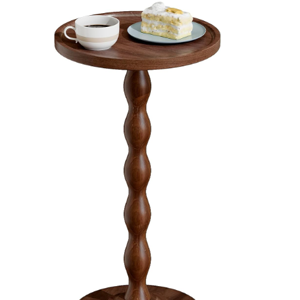 Small Round Side End Table - Solid Wood Accent Drink Table for Living Room, Modern Bedside Coffee Table Nightstand with Pedestal, Vintage Corner Couch Tables for Bedroom Small Spaces, Rustic Brown, Set of 3