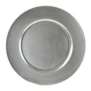 Lacquer Round Charger Plate, Set of 6, Silver