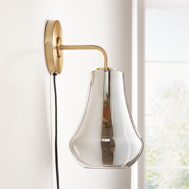 Arren Brass Wall Sconce with Silver Teardrop Shade