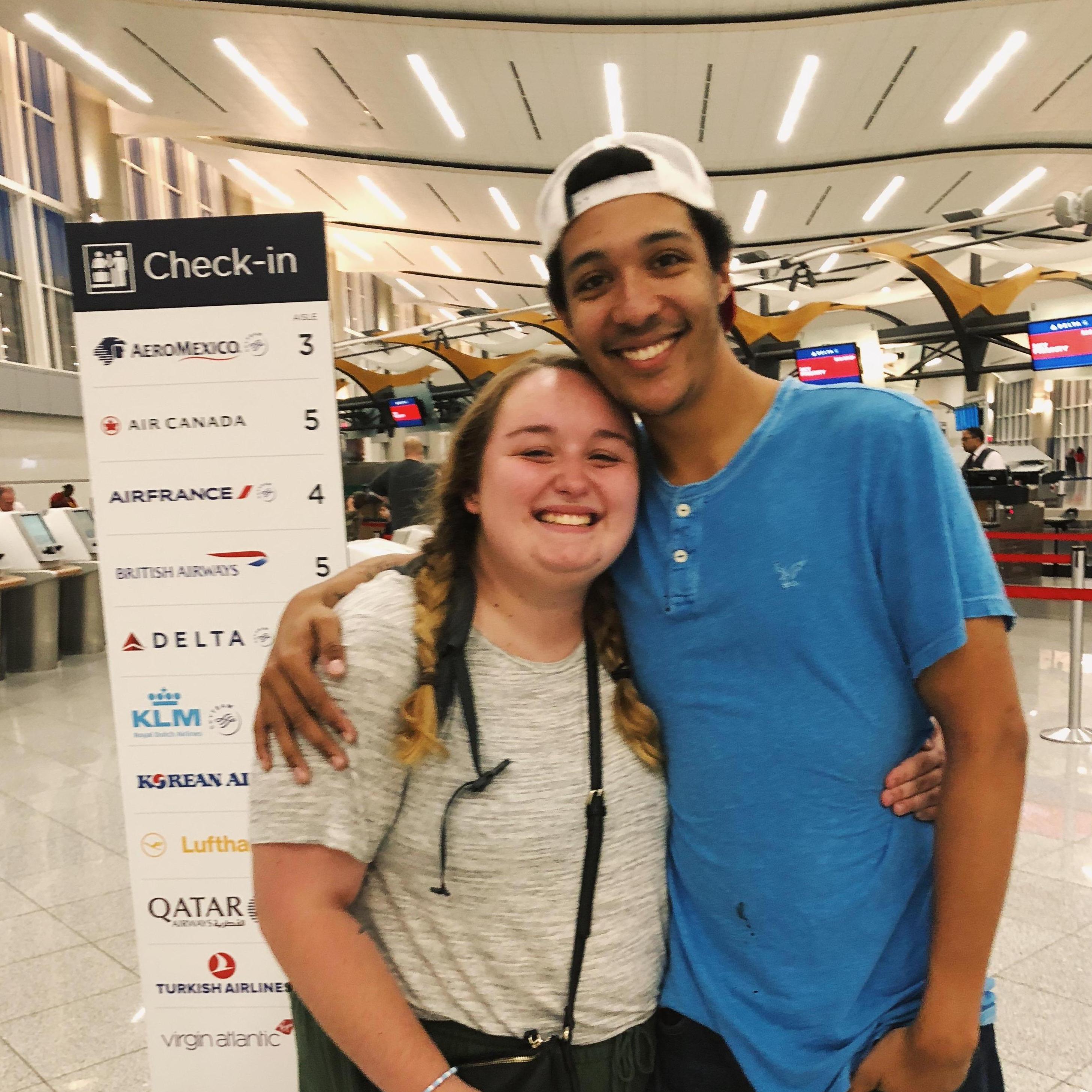 Saying goodbye for four months (Liz studied in London). We are both crying