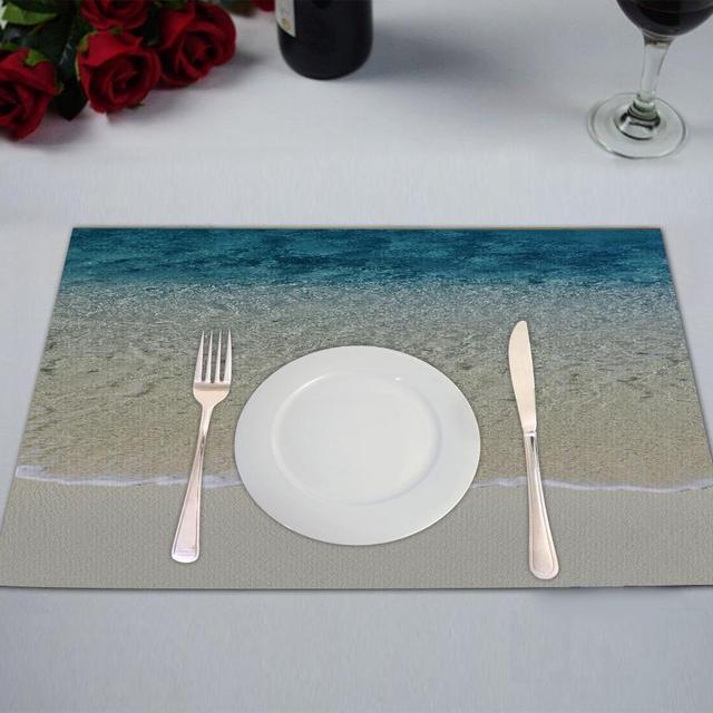 GCKG Beach Clear Sea Sand Ocean Table Placemat 12x18 Inch Set of 2