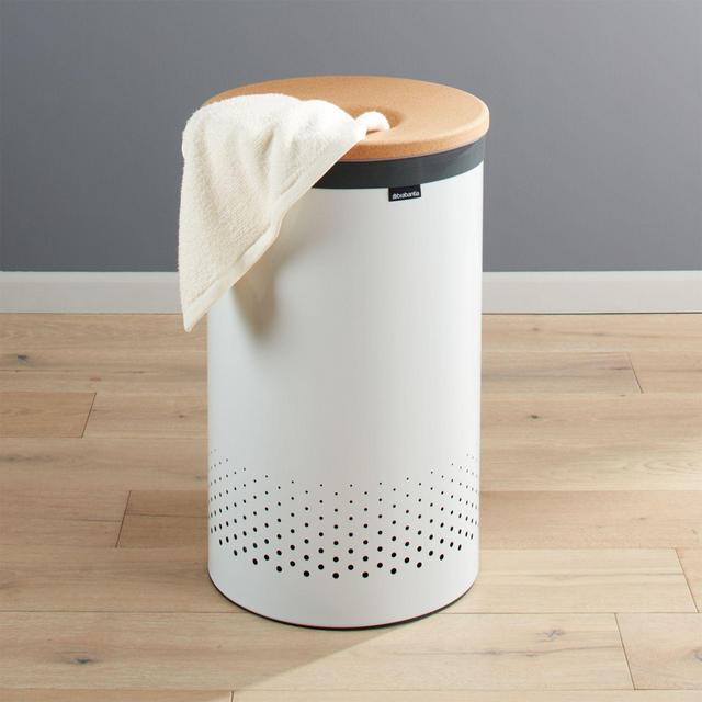 Brabantia 60-Liter White Laundry Bin with Cork Lid