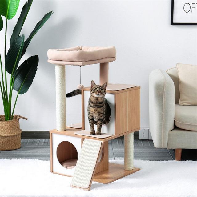 Modern wooden cat tree cat cave cat house