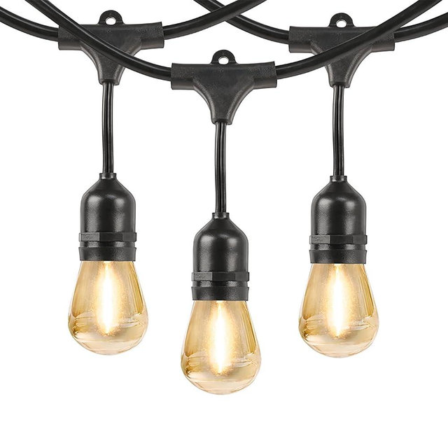 Feit Electric LED Solar Powered String Lights, Dusk-to-Dawn Sensor, 20ft Shatter Resistant Outdoor String Lights, Linkable, 2700K Warm White, 15,000-Hour Lifetime, SL20-10/SOL/V1, 11 Bulbs Included
