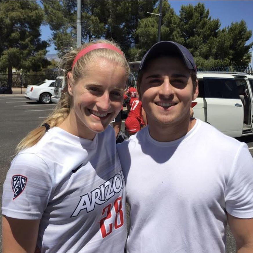 Saw me score my first two goals at the University of Arizona.