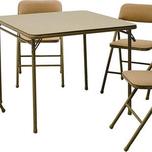 Cosco 5-Piece Folding Table and Chair Set, Tan