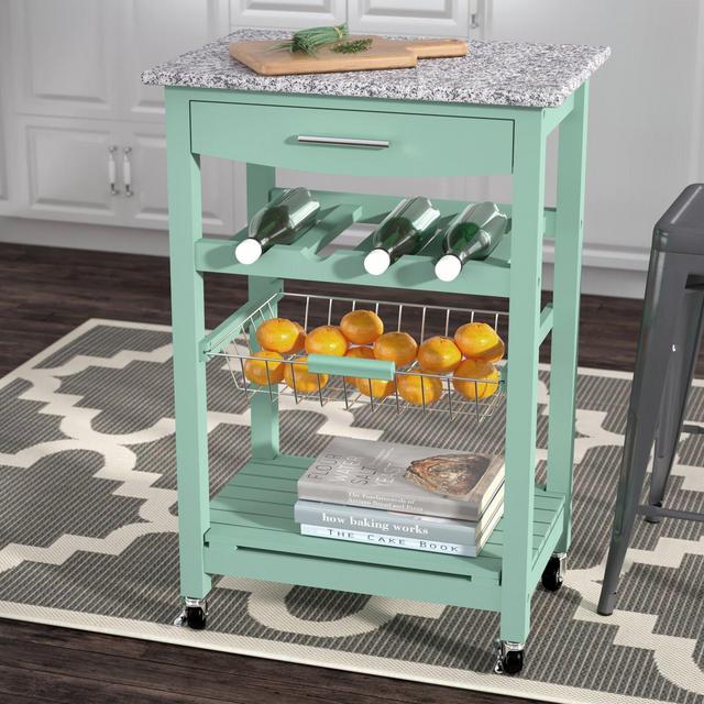 Macy Kitchen Cart with Granite Top