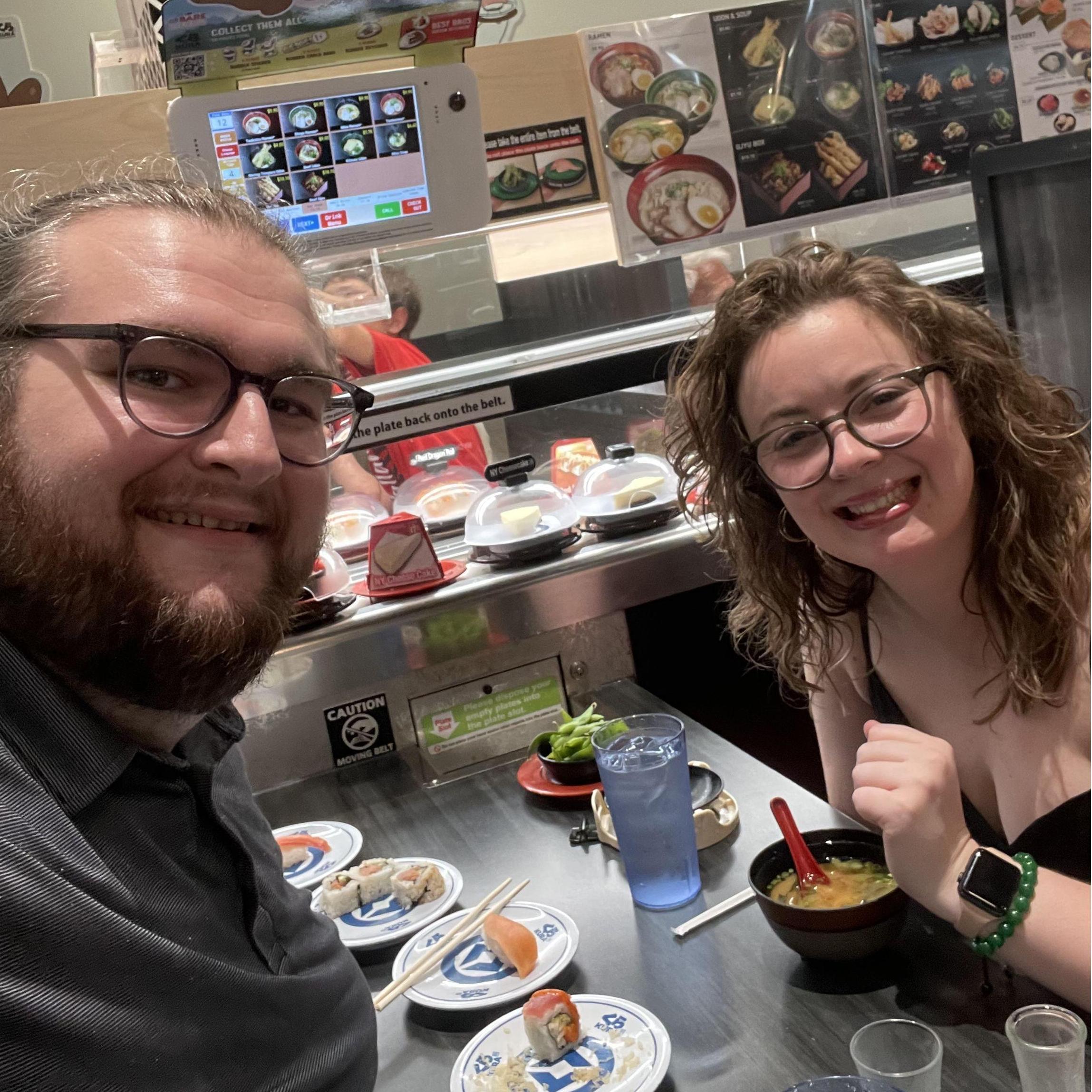 Our first anniversary dinner at the same place as our first date