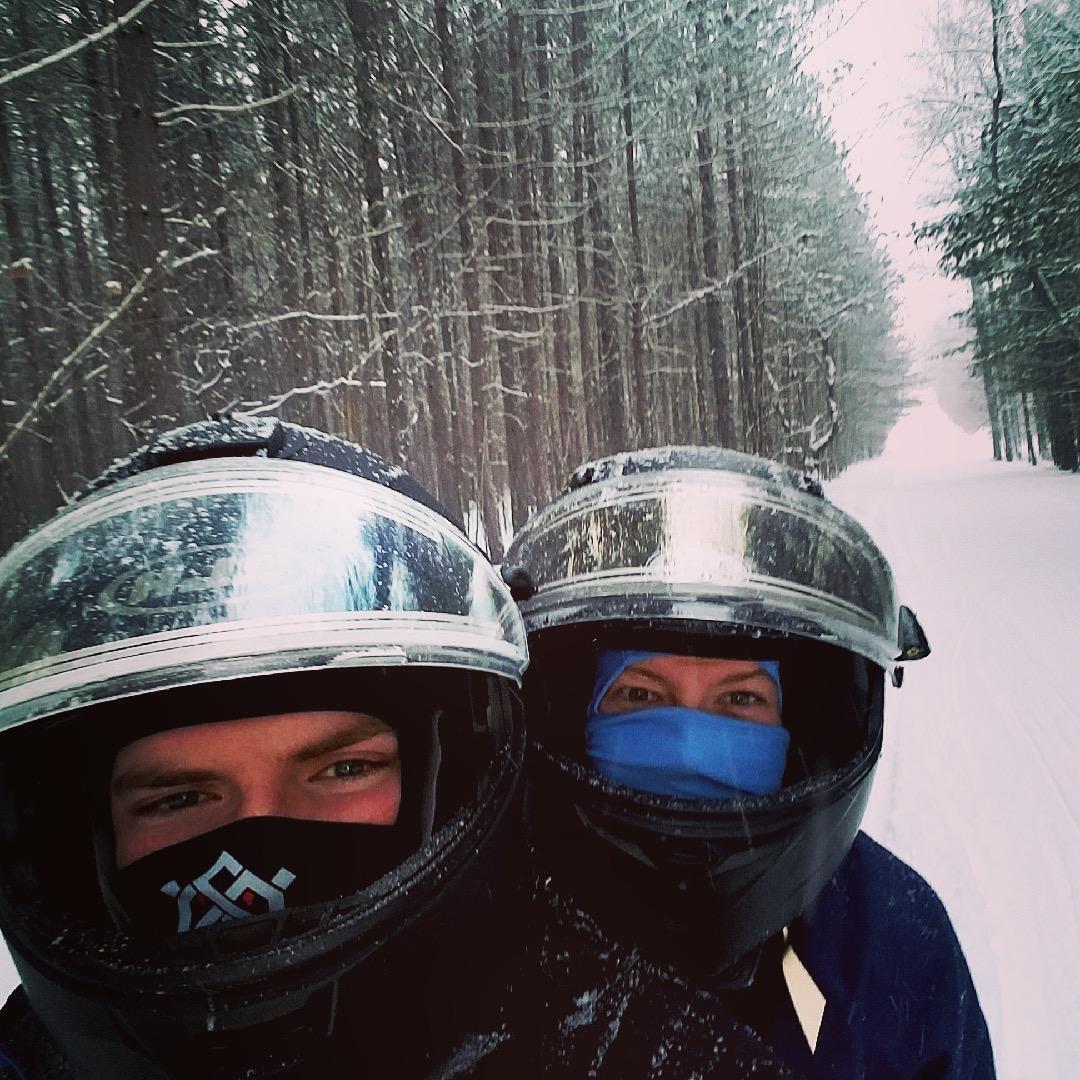 Dashing through the snow, Eric and I adventured on snowmobile trails in Cross Village, Michigan. December, 2017.