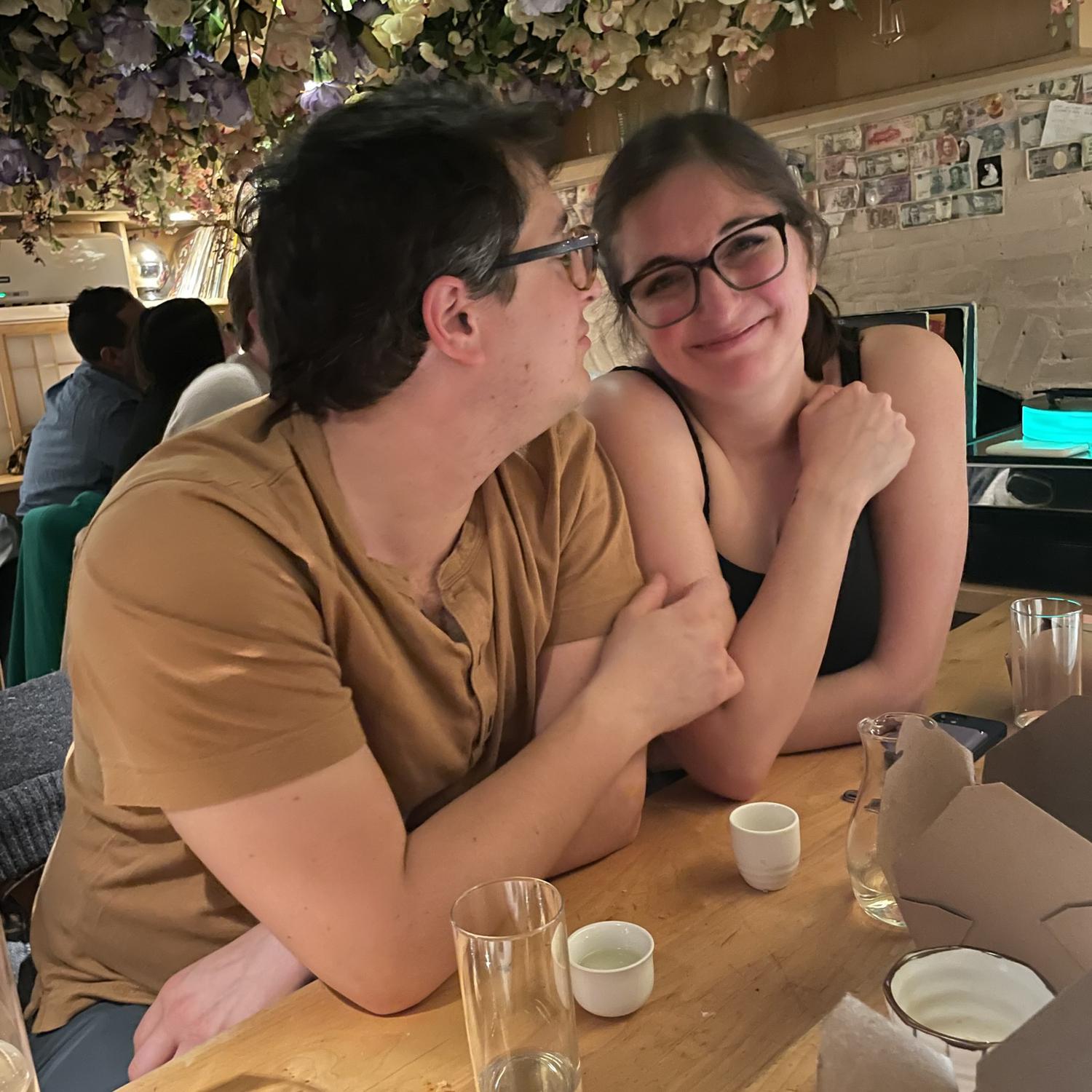 Celebrating one year together at Tokyo Record Bar.