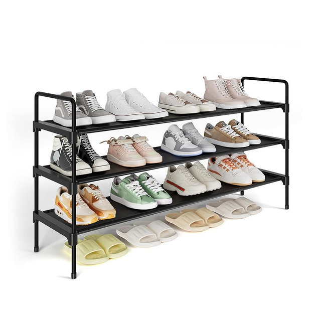 Kitsure Shoe Rack for Closet, Shoe Organizer for Front Door Entrance, Stackable Shoe Shelf, Detachable Closet Organizers and Storage, 36.1" Wide - 3 Tiers, Black