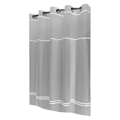Solid Shower Curtain Gray - Hookless