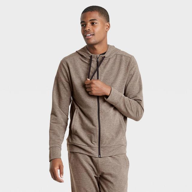 Men's Soft Gym Full-Zip Hooded Sweatshirt - All in Motion™ Light Brown M