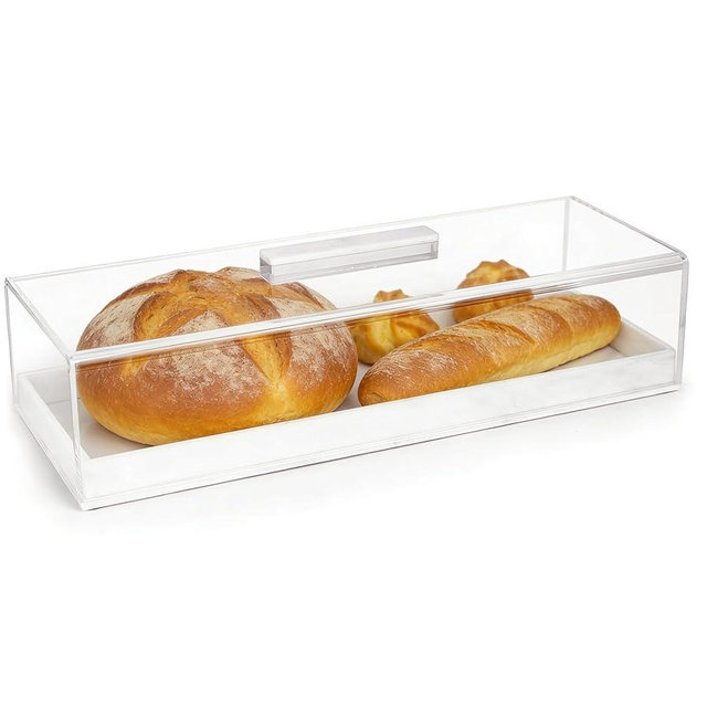 Acrylic Rectangular Cake Tray - Multifunctional Rectangle Cake Stand with Cover Lid - Pastry Serving Dessert Holder Tray for Party Home Kitchen Gift