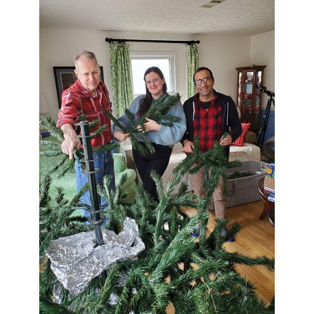 Building the Christmas tree at Kelly's family's house