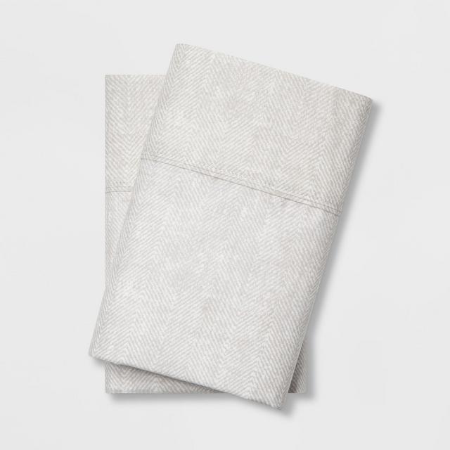 King 300 Thread Count Herringbone Ultra Soft Pillowcase Set Tan - Threshold™