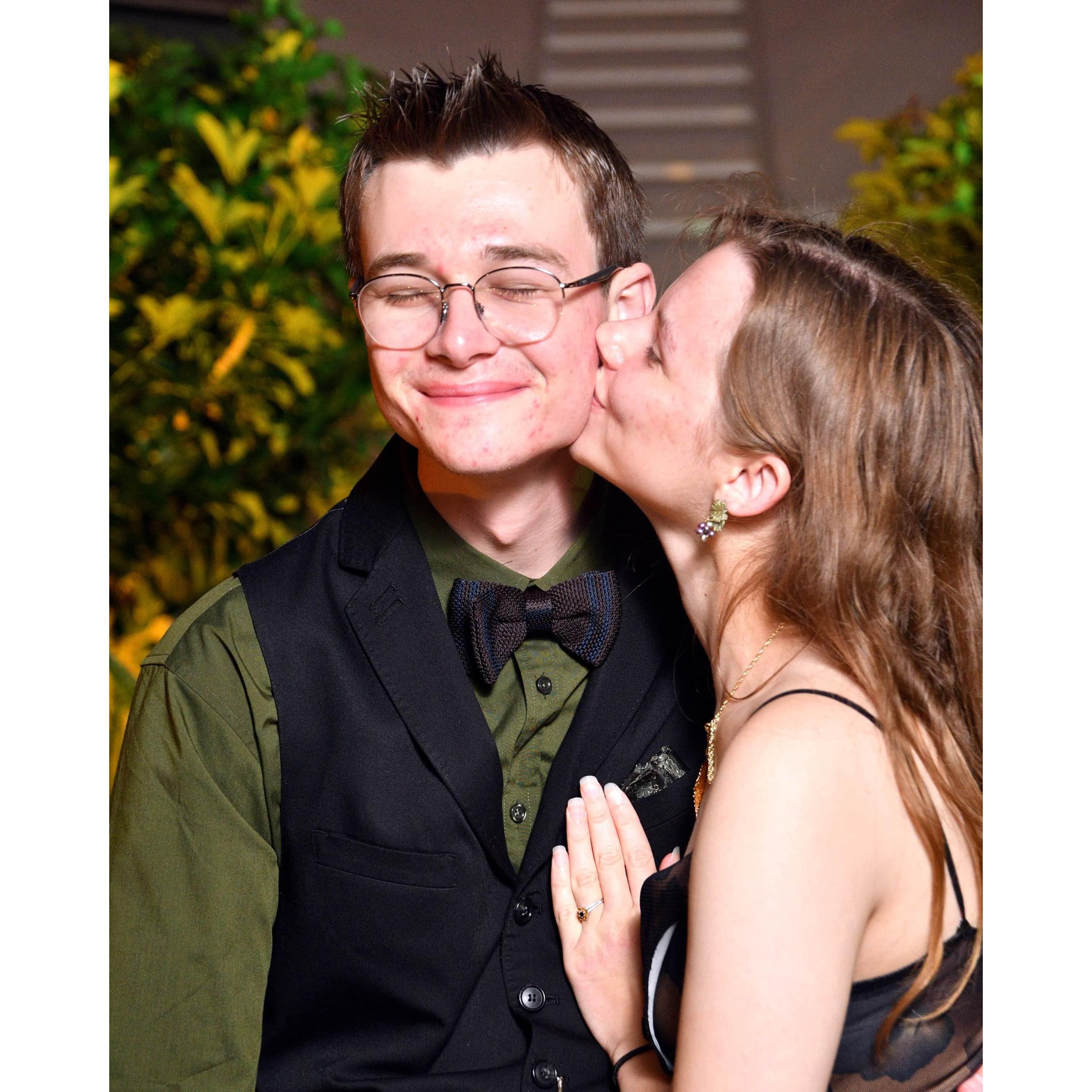 Us dressed up nice while on a cruise
