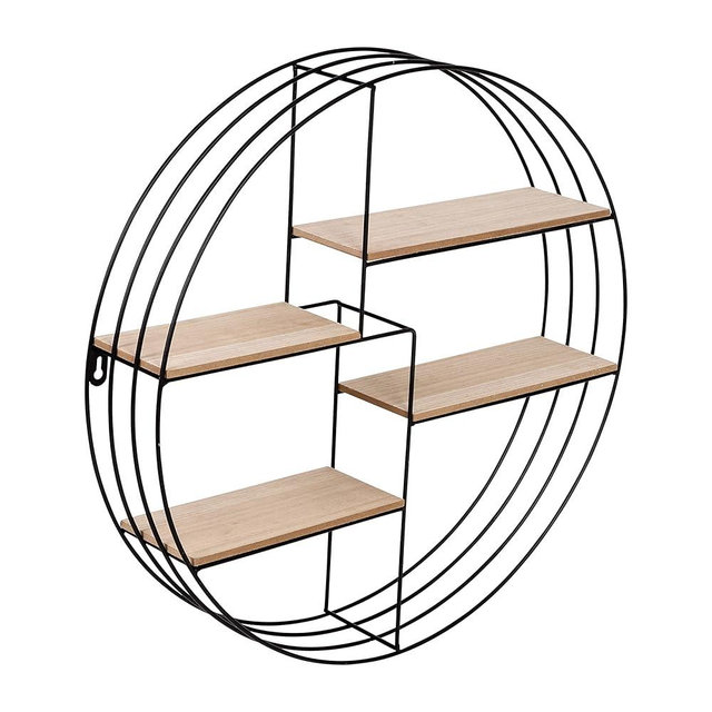 Honey-Can-Do Four-Tier Circular Decorative Metal Wall Shelf, Black SHF-09347 Black