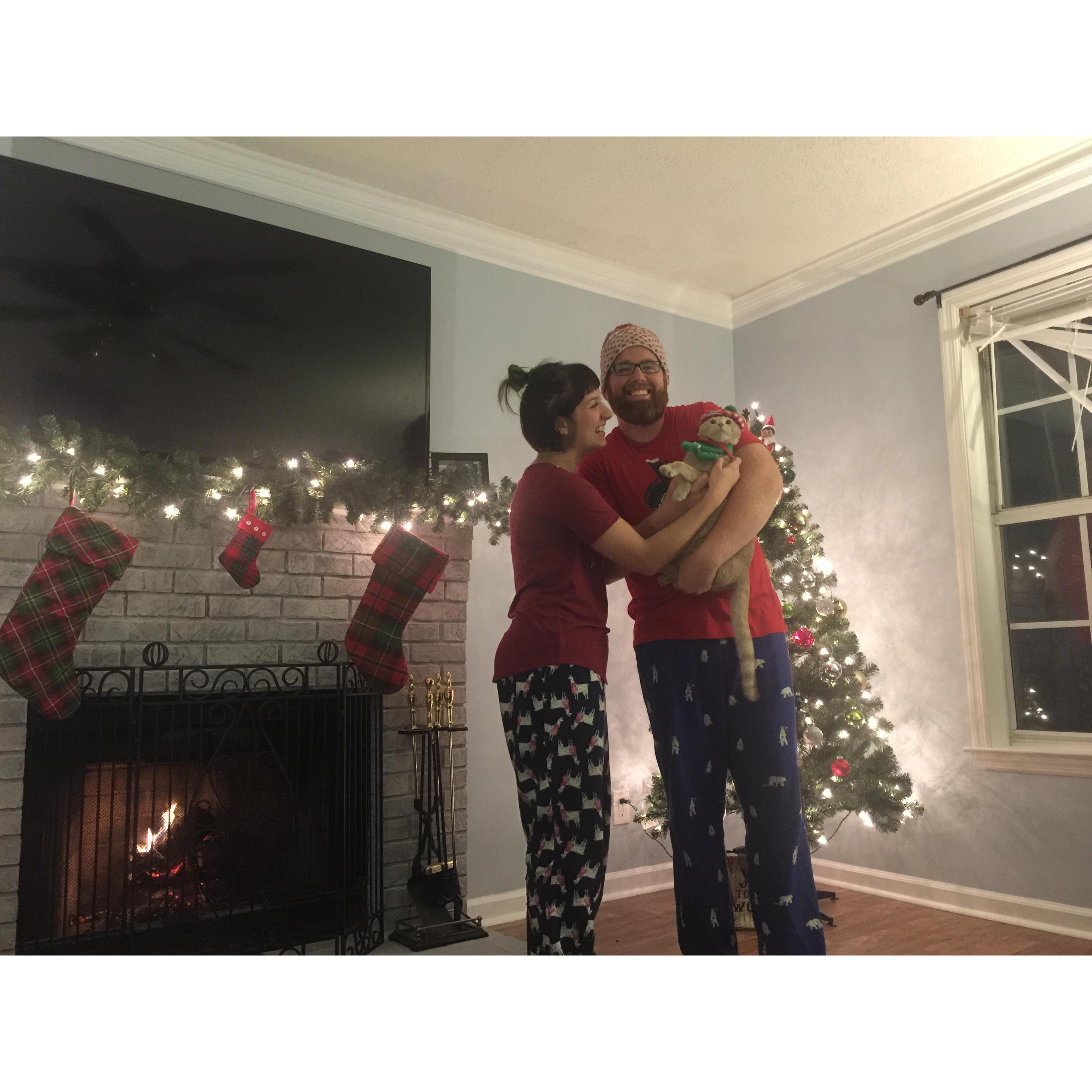 2016! We got our first cat Blink! We moved into our first home! I got a haircut that Hunter didn't like hehe and he were are for our first official family Christmas photo!