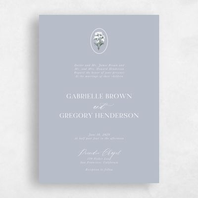 Cloud Gray, Grey Wedding Invitation - Nelia Portrait
