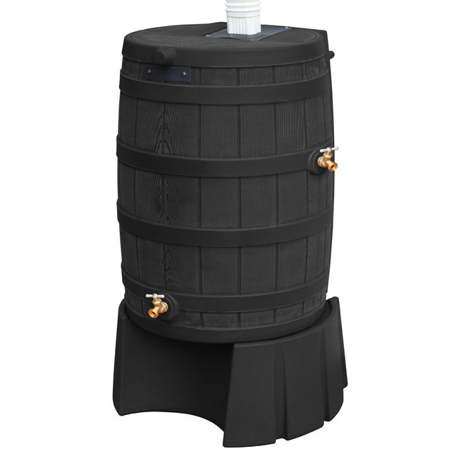 Good Ideas Rain Wizard 50 Gallon Rain Barrel Stand, Adds Optimal Room for Draining into Buckets or Pails, Increases Water Pressure & Water Flow, Black