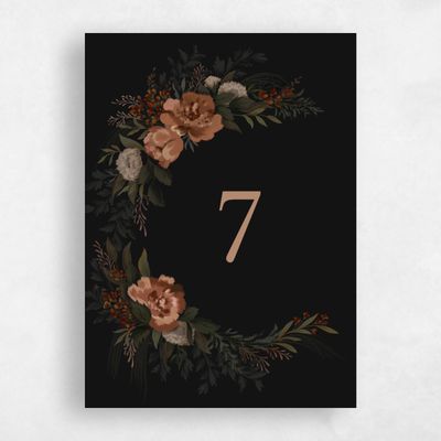 Black Wedding Table Number - Juniper