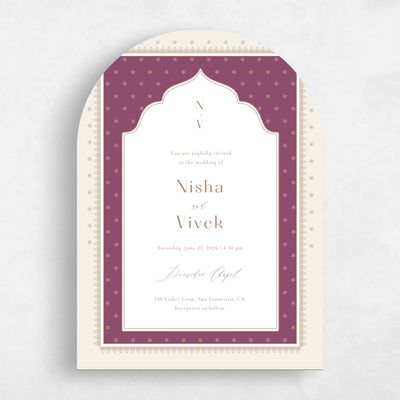 Purple Arch Wedding Invitation - Pyaar Portrait