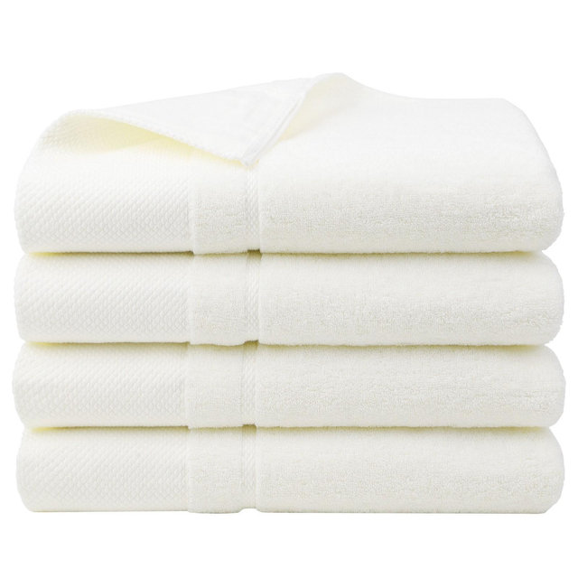 PiccoCasa Soft 100% Combed Cotton 600 GSM Highly Absorbent for Bathroom Shower Bath Towel Set Beige 4pcs
