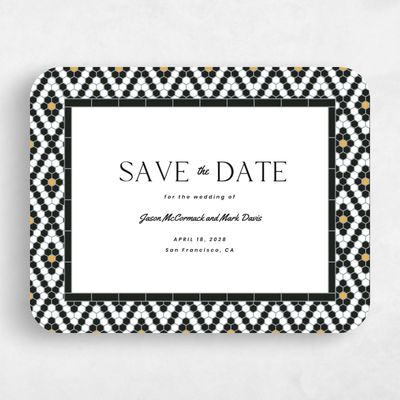Black Rounded Wedding Save the Date - Metropol Landscape