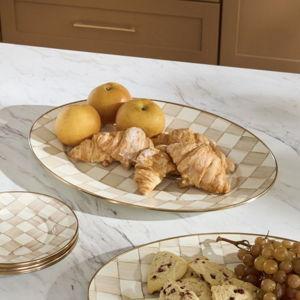 Mocha Check Medium Oval Platter MacKenzie Childs