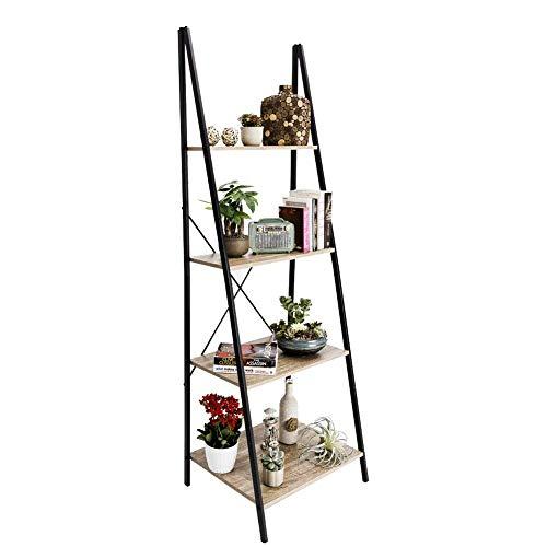 C-Hopetree Ladder Shelf - Narrow Bookcase - A-Frame Bookshelf Display - Metal Frame