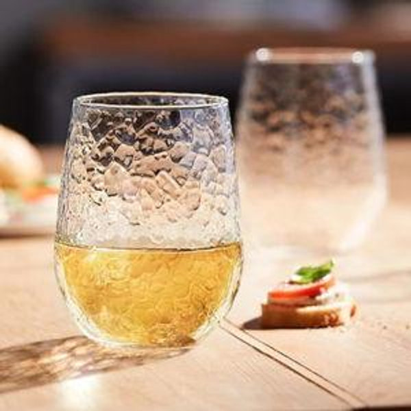 Libbey Hammered Stemless All-Purpose Wine Glasses, 17-ounce, Set of 8