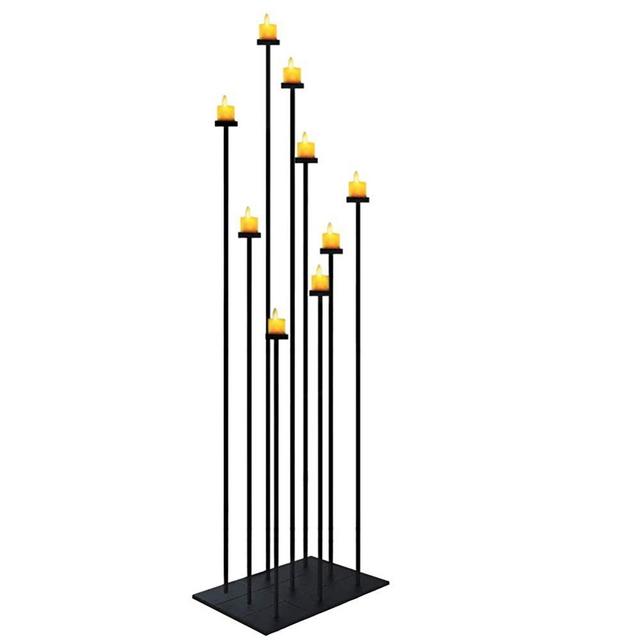smtyle Tall Floor Candle Holders DIY 9 Candelabra 42 inch Centerpiece for Wedding Decor Using Tealight Set Large with Black Iron