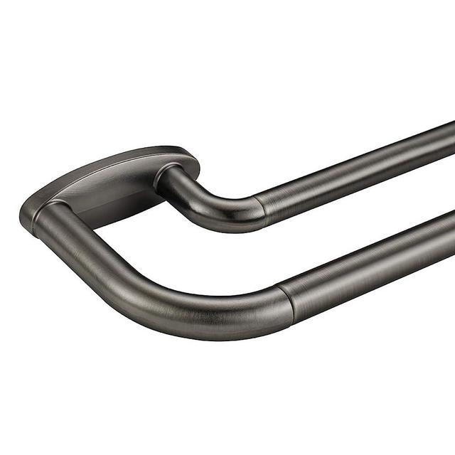 Double Curtain Rods Matte Brushed Grey,Room Darkening Curtain Rod 72-144 Inches,Adjustable 3/4 Inches Front and 5/8 Inches Back Quality Metal Window Curtain Rod,Wrap Around Design