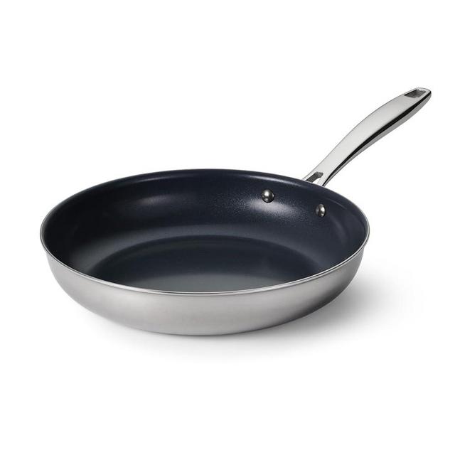 Tramontina Seattle 10-Inch Tri-Ply Clad Stainless Steel Frying Pan with Ceramic Non Stick Interior, Induction-Ready Nonstick Skillet, Oven-Safe, Dishwasher-Safe