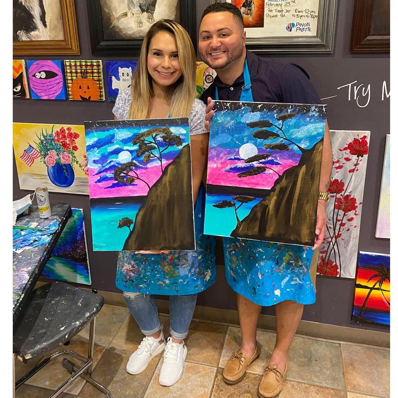 Our first time painting together at Pinot's Palette.