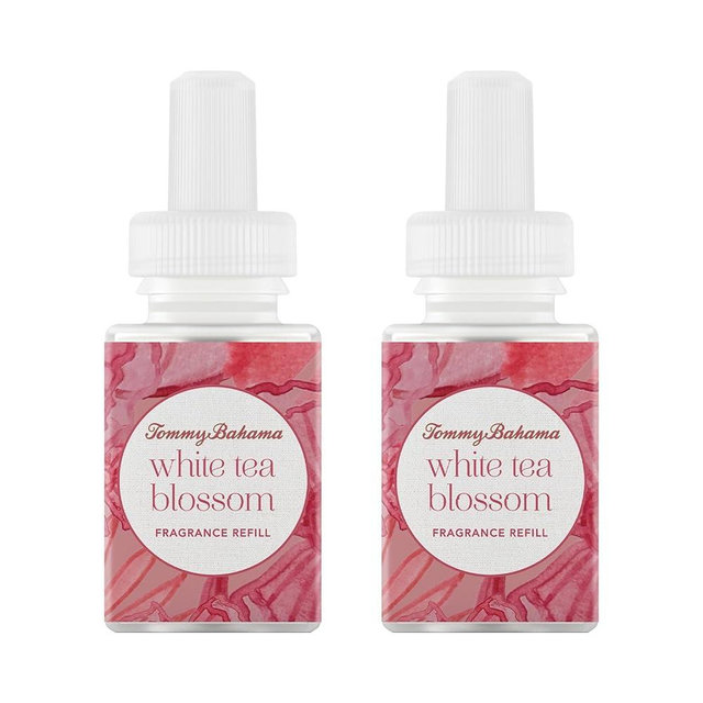 Pura & Tommy Bahama Home Scent Refill - Smart Home Air Diffuser - Up to 120-Hours of Luxury Fragrance per Refill - Home Essential - Clean & Safe Diffuser Fragrance - 2 Pack, White Tea Blossom