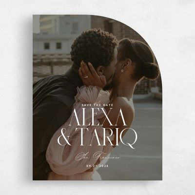 White Half arch Wedding Save the Date - Seibel Photo
