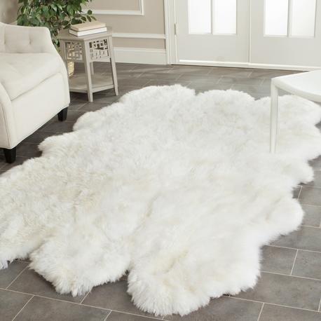 SAFAVIEH Sheep Skin Collection Runner Rug - 2' x 6', Natural & White, Handmade Rustic Glam Genuine Pelt, 3.4-inch Thick Ideal for High Traffic Areas in Living Room, Bedroom (SHS211A)