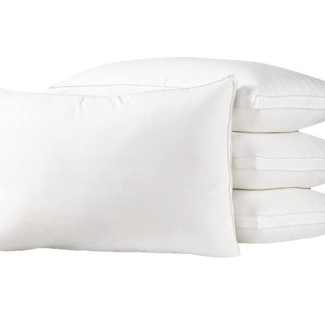 Firm Exquisite Hotel Luxury Plush Down-Alternative Pillows 4-Pack, King Size, Gel-Fiber Filled, Hypoallergenic, Peachy Firm Microfiber Gusseted Shell - Firm Density, Ideal for Side/Back Sleepers