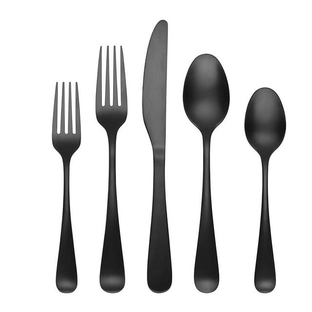 Cambridge Black 45-Piece Flatware Set Rhiannon Satin