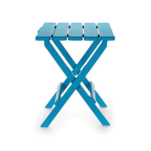 Camco 51690 Aqua Large Adirondack Portable Outdoor Folding Side Table, Perfect for The Beach, Camping, Picnics, Cookouts and More, Weatherproof and Rust Resistant